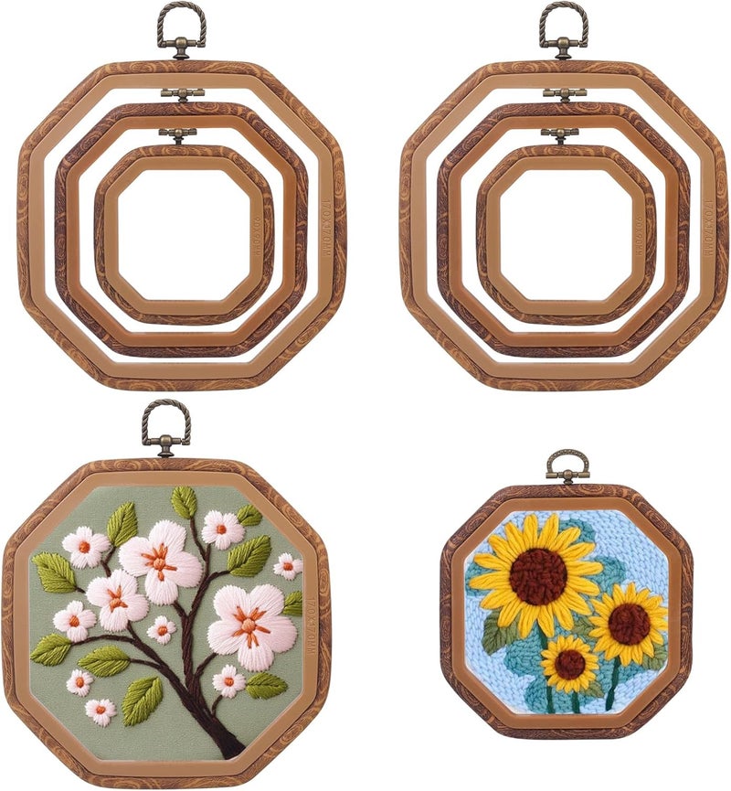 Cheloment Embroidery⨯ Stitch Frames for Display,6PC Octagon Embroidery Hoops,Three Sizes Oectangle Frames for Embroidery Perfect for Sewing, Home Decor and Embroidery - Image 1